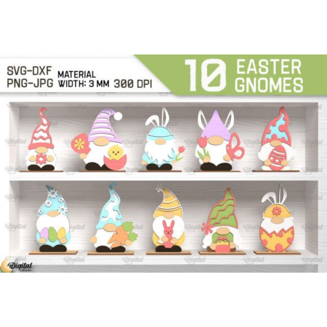 3D Easter Gnomes Laser Cut Bundle